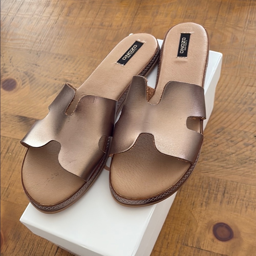 Brown Leather Sandals with H-Cut Design